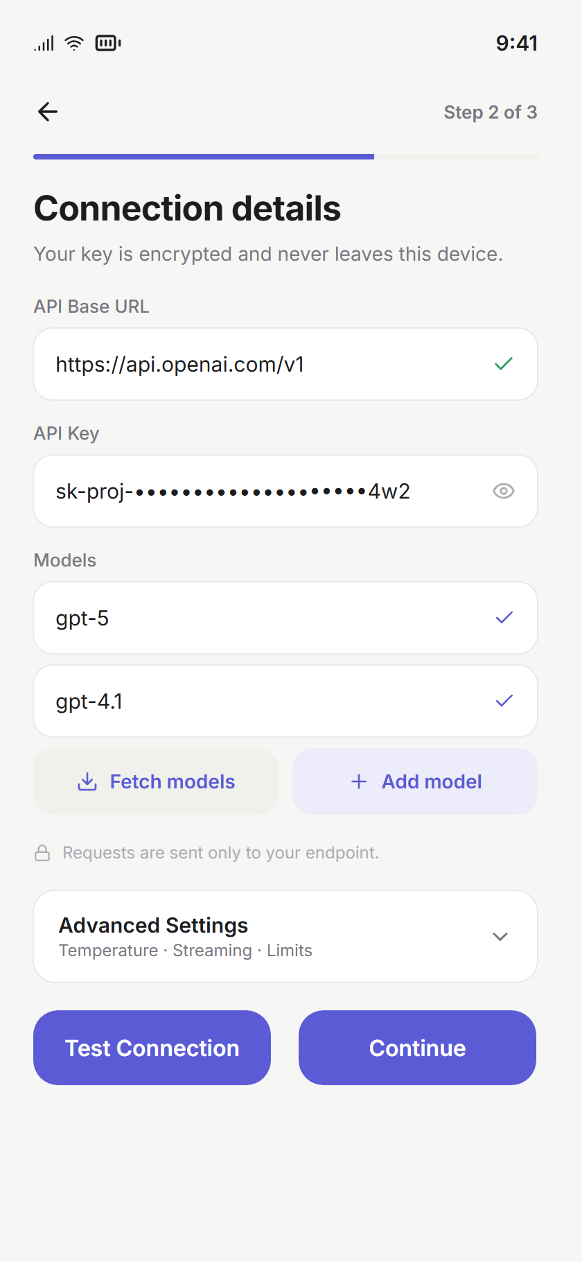 Aster API connection configuration